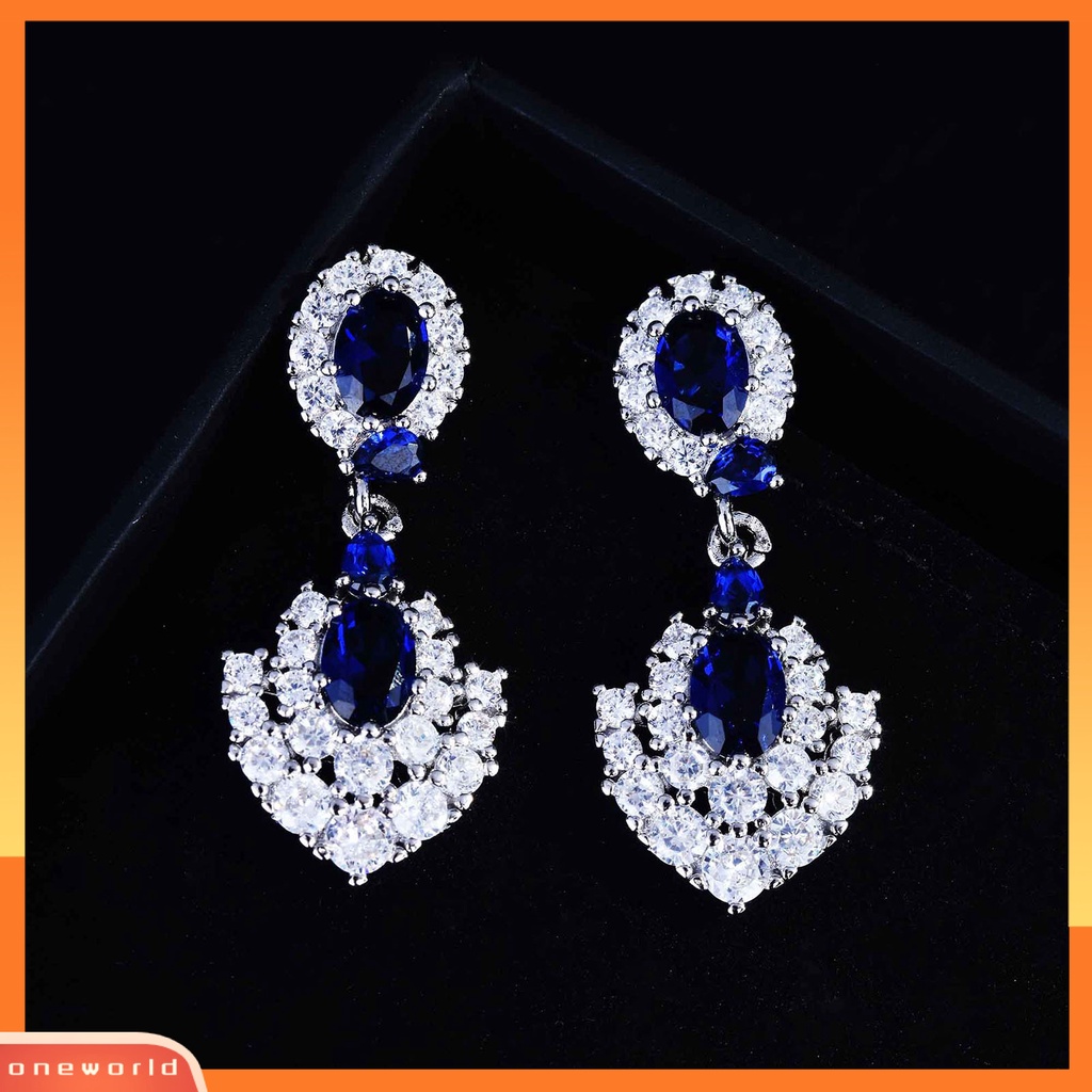 [WOD] Drop Earrings Geometris Imitasi Tanzanite Perhiasan Halus Terang Kilau Stud Earrings Perhiasan Liontin Untuk Perjamuan