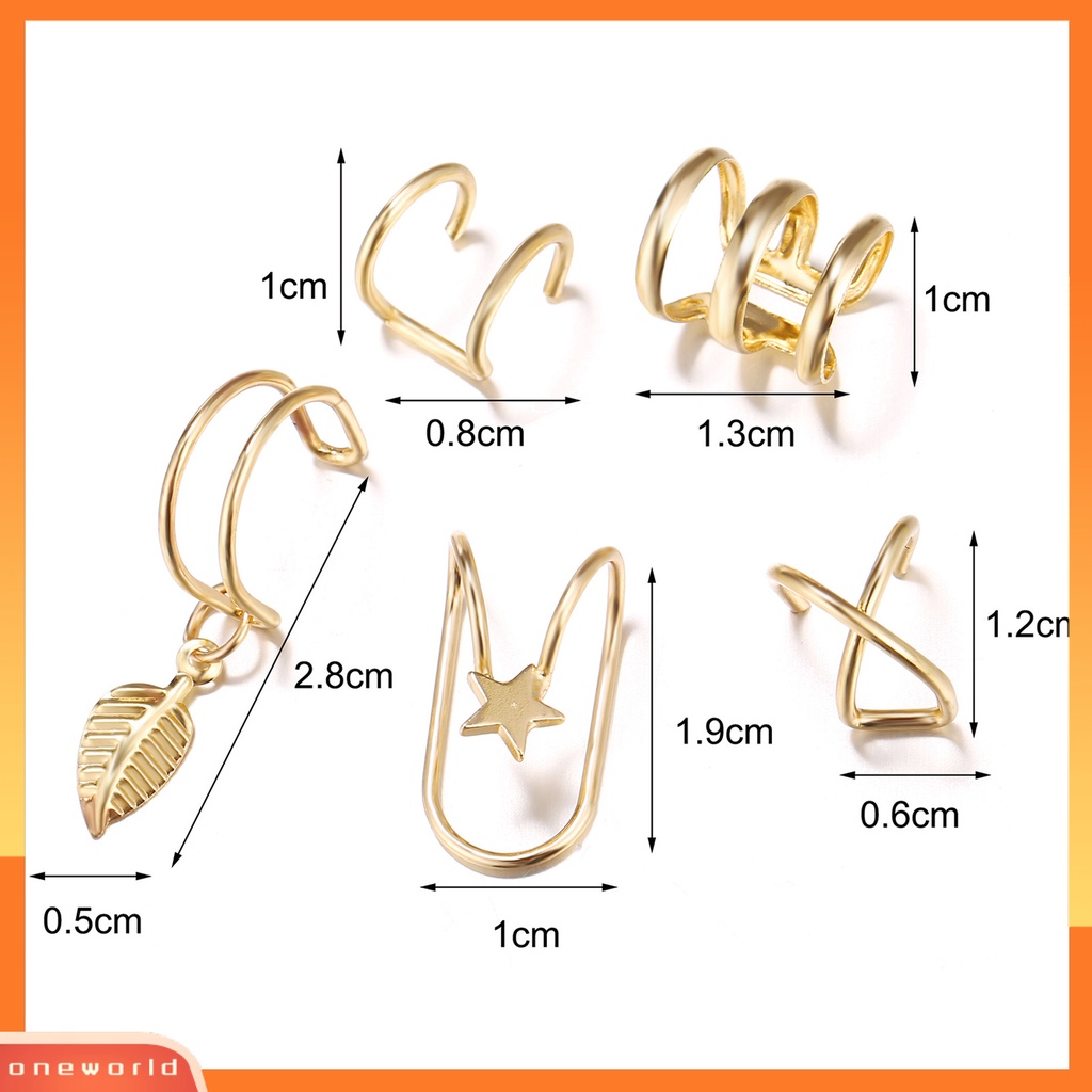 [WOD] 5pcs /Set Kreatif Ganda C U-shaped Cartilage Non-pierced Ear Clip Earrings