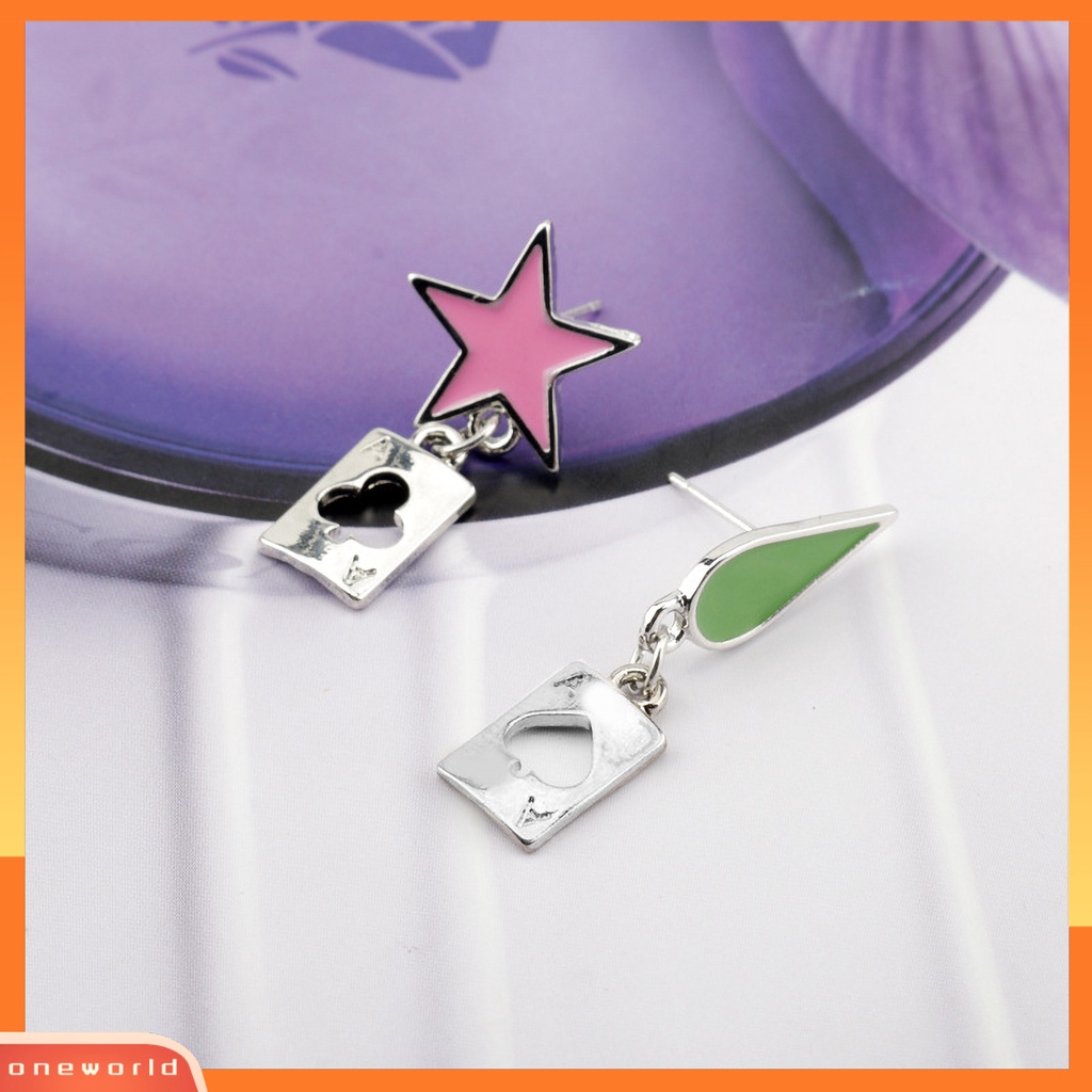 [WOD] Hunter Anime Cosplay Poker Joker Ear Stud Earring Untuk Aksesoris Perhiasan Hisoka