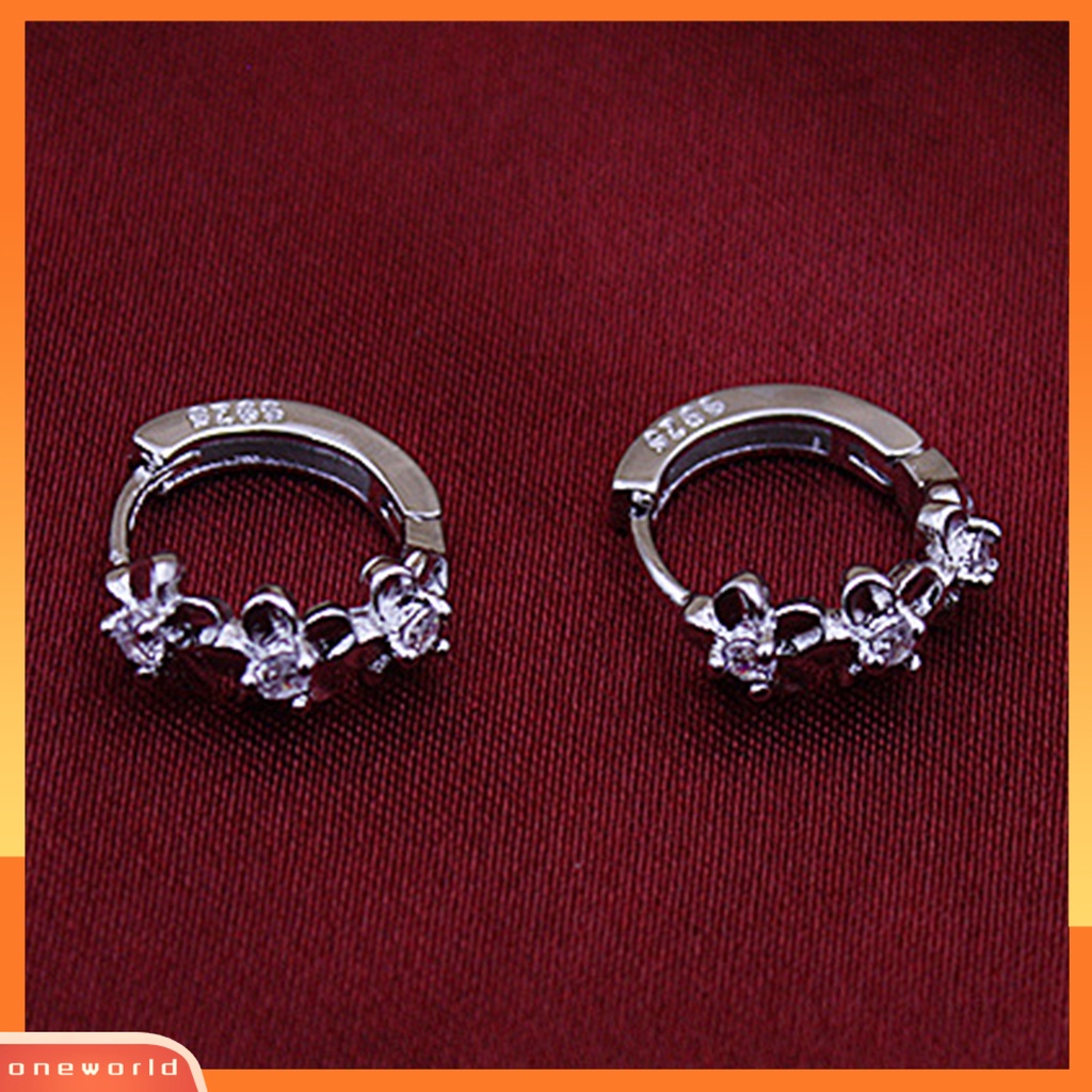 [WOD] 1pasang Anting Hoop Wanita Warna Solid Tahan Lama Stainless Bentuk Bunga Anti Alergi Women Huggie Earrings Aksesori Wanita