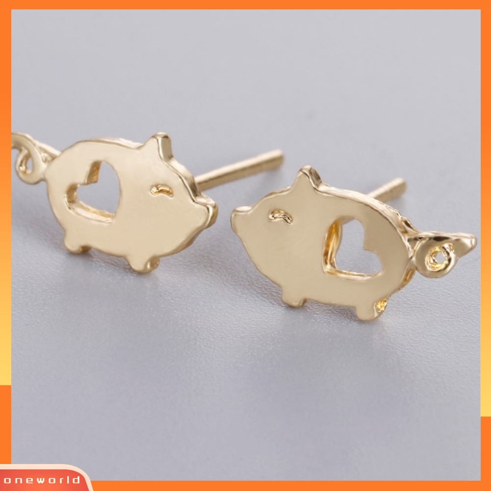 [WOD] Fashion Kartun Hewan Babi Berongga Jantung Stud Anting Wanita Gadis Perhiasan Hadiah