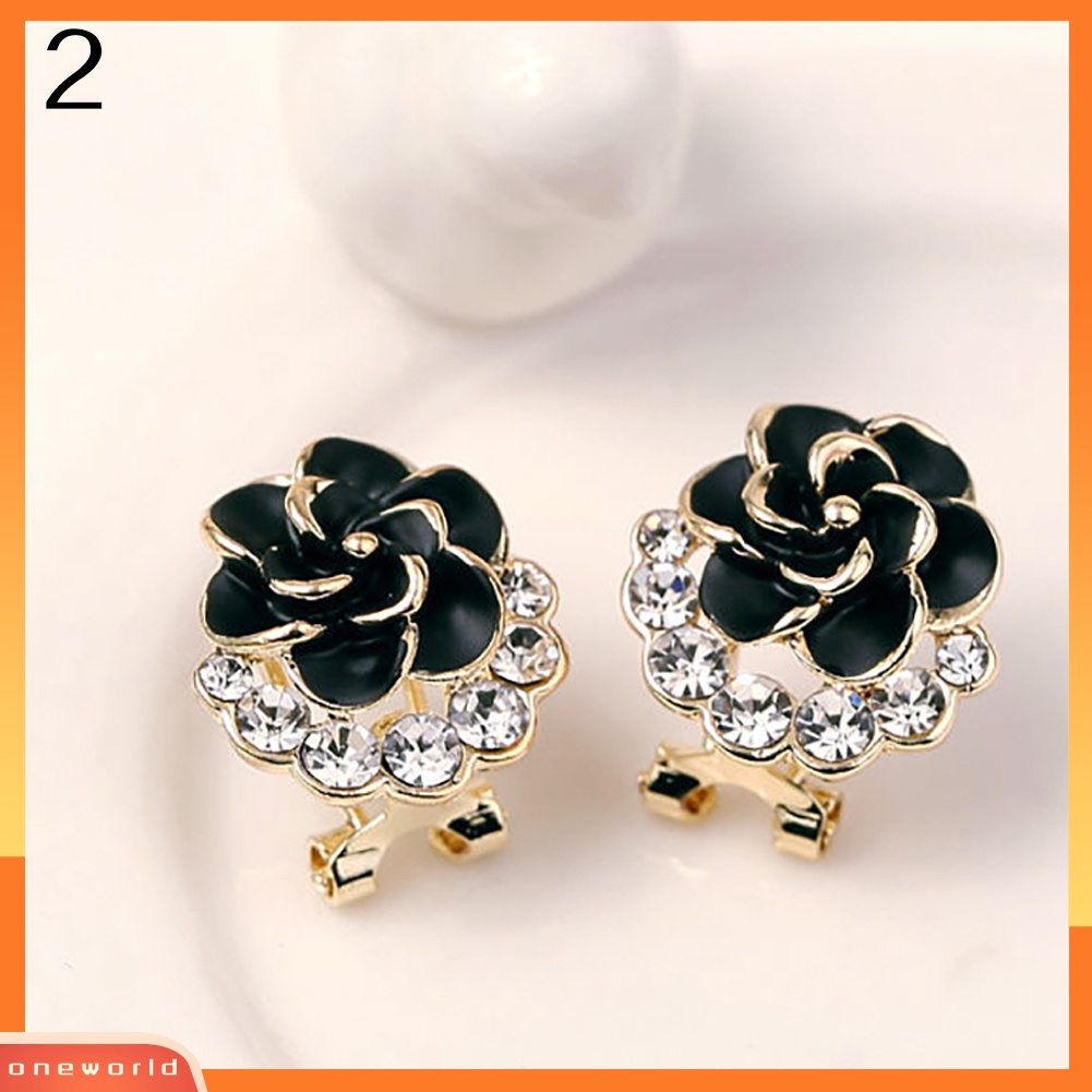 [WOD] Fashion Wanita Lucu Berlian Imitasi Bunga Rose Ear Stud Earrings Pesona Perhiasan