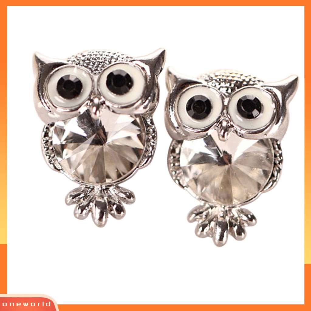 [WOD] Fashion Wanita Owl Cubic Zirconia Alloy Ear Stud Earrings Perhiasan Charms Hadiah