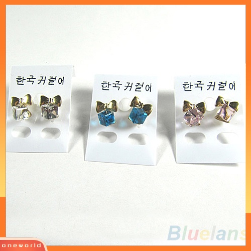 [WOD] Wanita Kilau Chic Ikatan Simpul Shiny Cube Berlian Imitasi Telinga Studs Lucu Menjuntai Anting-Anting