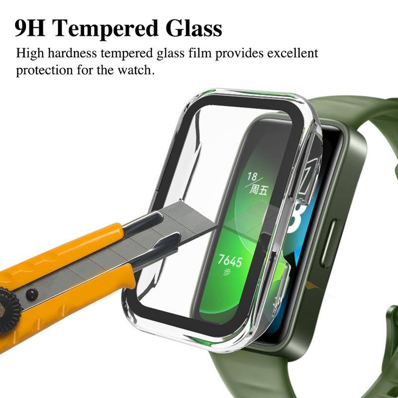 Tempered Glass+PC Bumper Pelindung Case Untuk Huawei Band8 Smartband Full Cover Pelindung Layar Nyala Untuk Huawei Band8