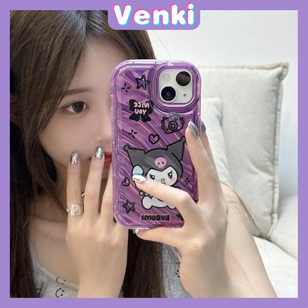 VENKI - iPhone Case untuk iPhone 11 Laser Reflektif Bening Phone Case TPU Soft Shockproof Airbag Case Lucu Kartun Kompatibel dengan iPhone 14 13 Pro Max 12 Pro Max XR XR 7Plus 8Plus