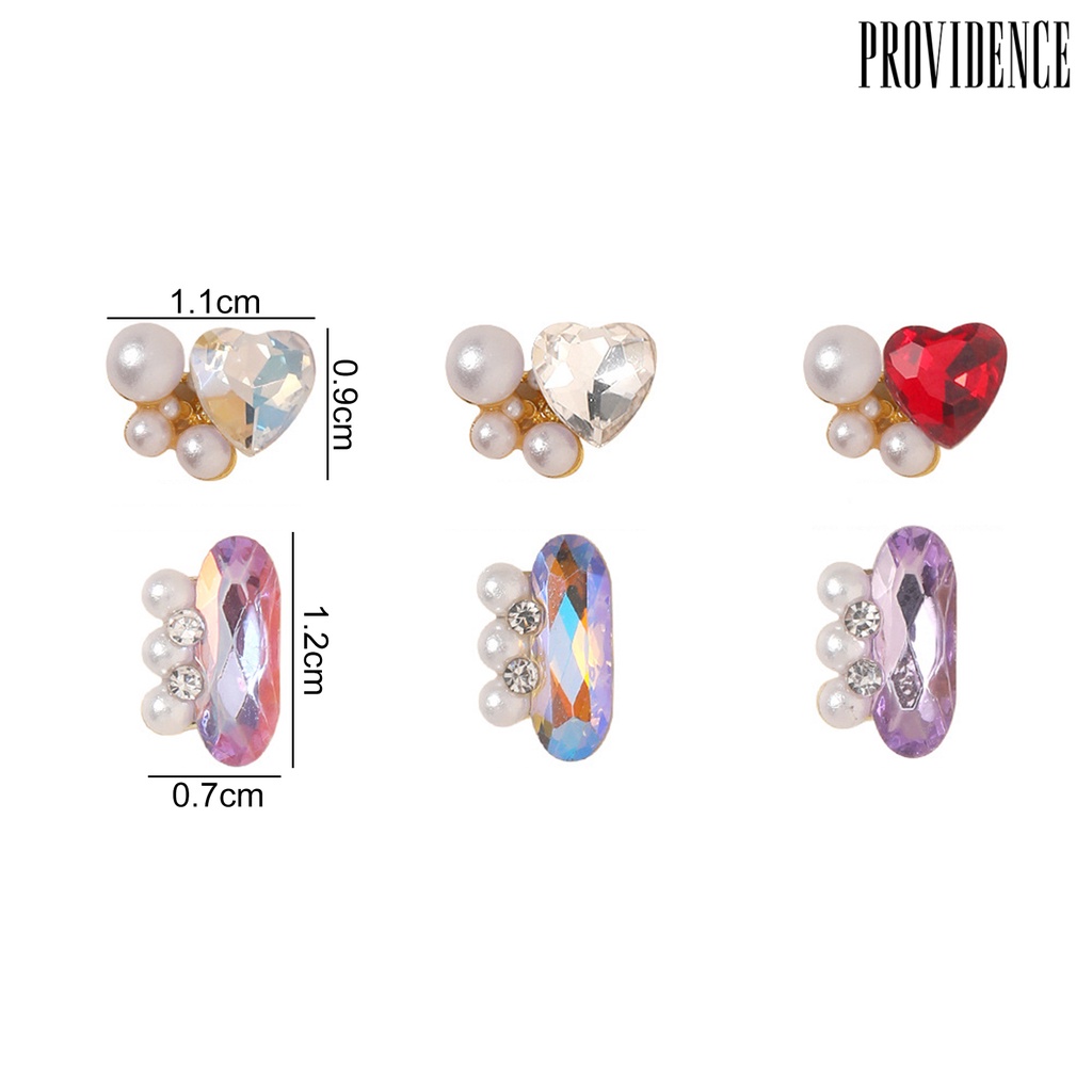 Providence 10Pcs Ornamen Kuku Tiga Dimensi Indah Bersinar Mewah Mutiara Imitasi DIY Nail Art Nail-Beauty Nail Art Dekorasi Berlian Imitasi Perlengkapan Salon Kuku