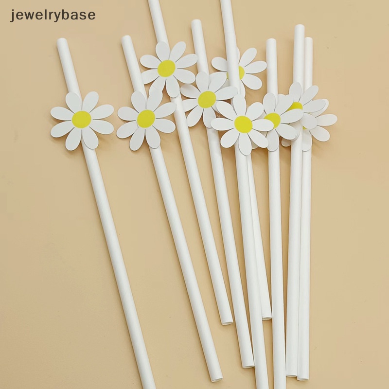 [jewelrybase] 30 Pcs Bunga Daisy Manis Sekali Pakai Sedotan Kertas Bar Minum Sedotan Pesta Butik