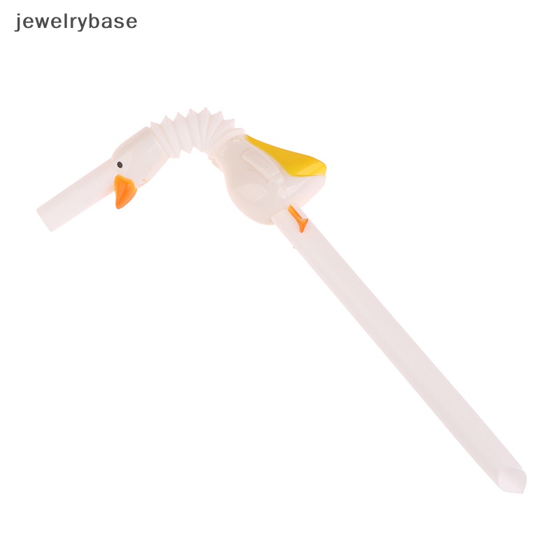 [jewelrybase] 1pc Fashion Hewan Sedotan Angsa Panjang Dengan Sikat Dapat Digunakan Kembali Diameter Besar Sedotan Butik
