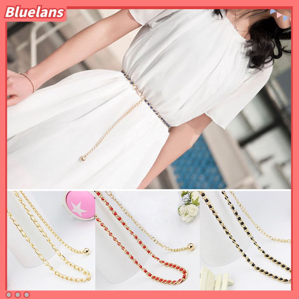 [BLS] Ikat Pinggang Manik-Manik Hiasan Gaun Mutiara Imitasi Adjustable Waist Belt Untuk Wanita