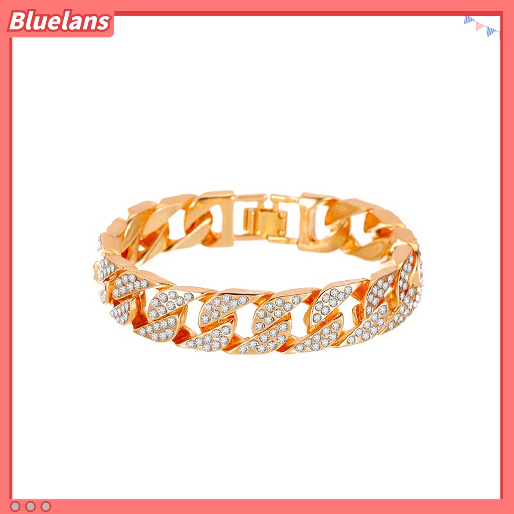 [BLS] Fashion Wanita Berlian Imitasi Bertatahkan Kuba Link Rantai Gelang Perhiasan Hadiah