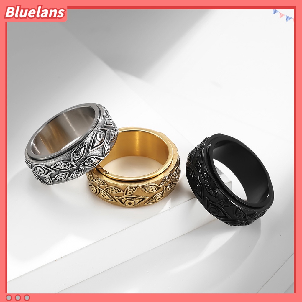 [BLS] Cincin Pria God Eye Rotatable Unisex Round All Match Finger Ring Untuk Pacaran