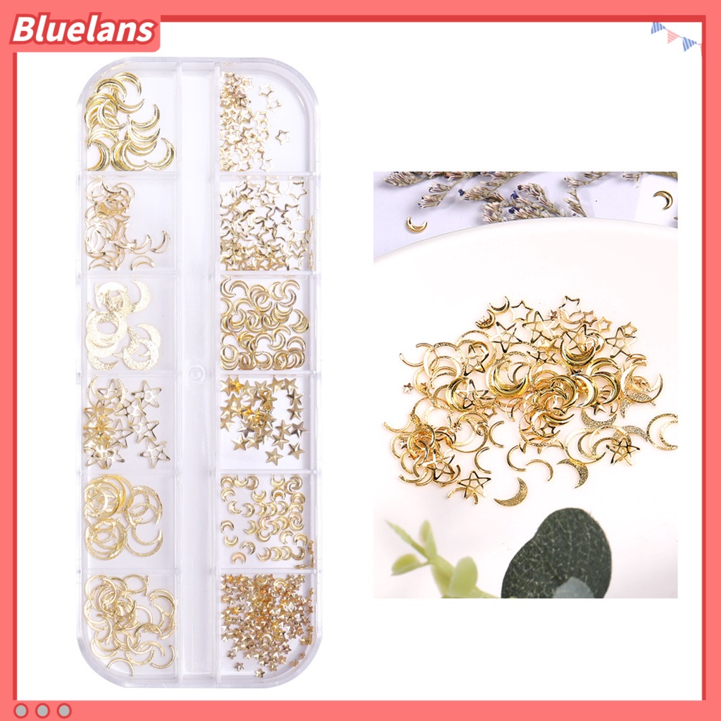 [BLM] 1kotak Dekorasi Kuku 12kisi Desain DIY Bahan Alloy Hiasan Kuku 3D Sequin Untuk Wanita