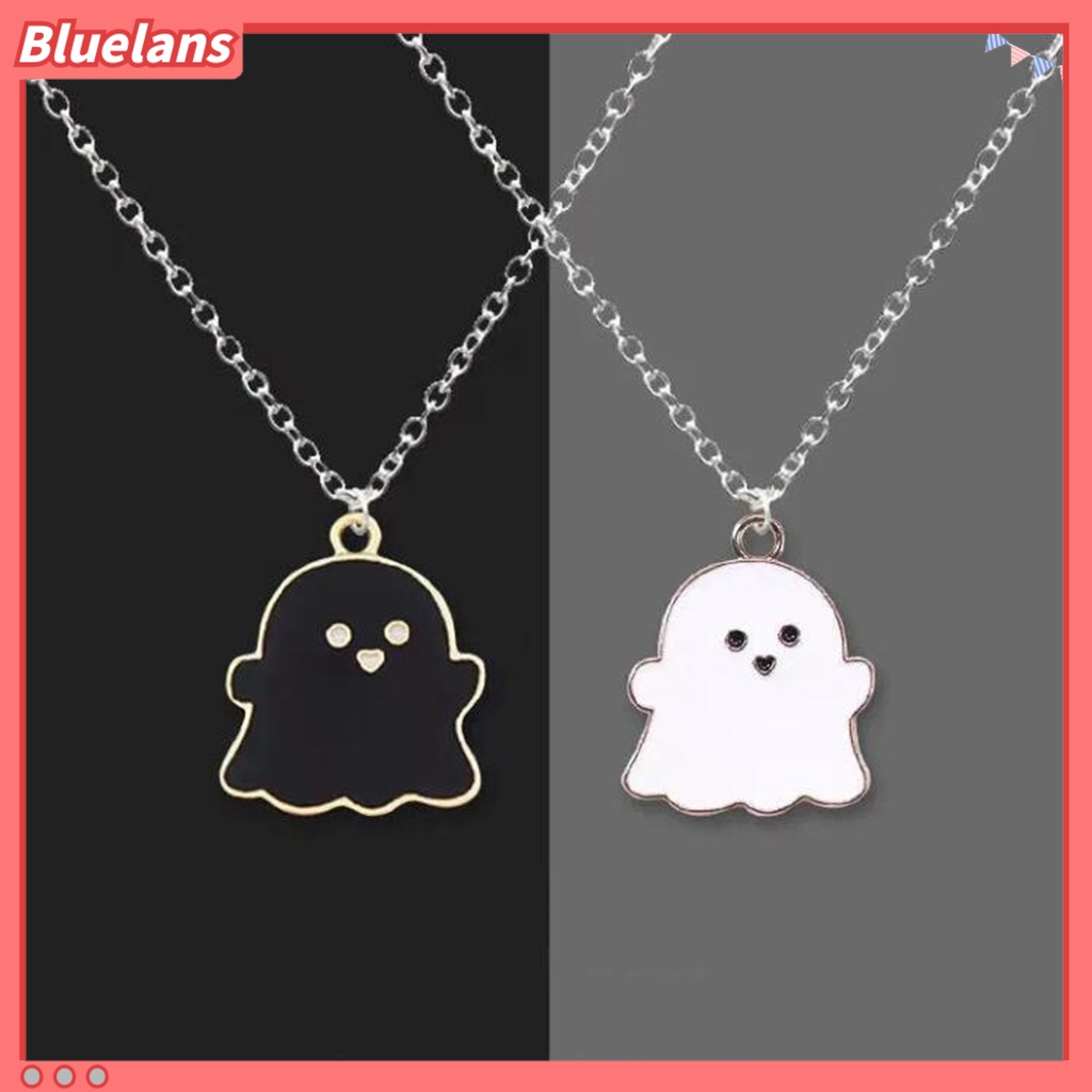 [BLS] All Match Rantai Klavikula Elegan Simple Dress Up Kalung Liontin Motif Hantu Unik Untuk Hari Valentine