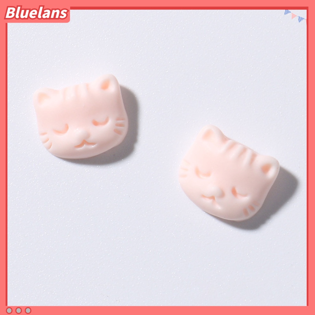 [BLM] 30pcs /Set Ornamen Kuku Efek 3D Tidak Luntur Warna-Warni Kepala Kucing Kuku Berlian Gaya Peri Dekorasi Untuk Wanita