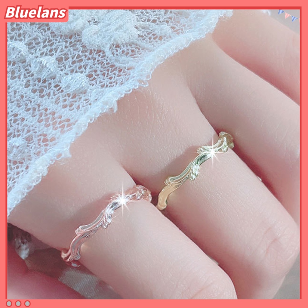 [BLS] Cincin Buku Jari Ukuran Dapat Disesuaikan Tidak Teratur Bentuk Geometris Mewah Electroplating Dekorasi Hypoallergenic Willow Leaves Simple Charm Open Ring Perhiasan Aksesoris