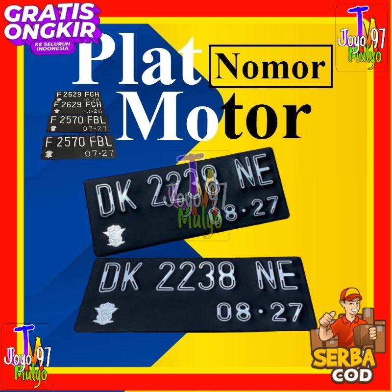 Nomor plat motor variasi + Request nama + Baut tanam SEPASANG