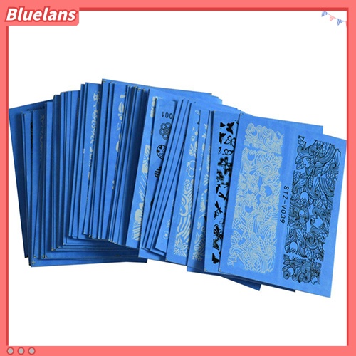 [BLM] 48lembar Gaya Acak Transfer Air Nail Art Decals Stiker DIY Manicure Kit