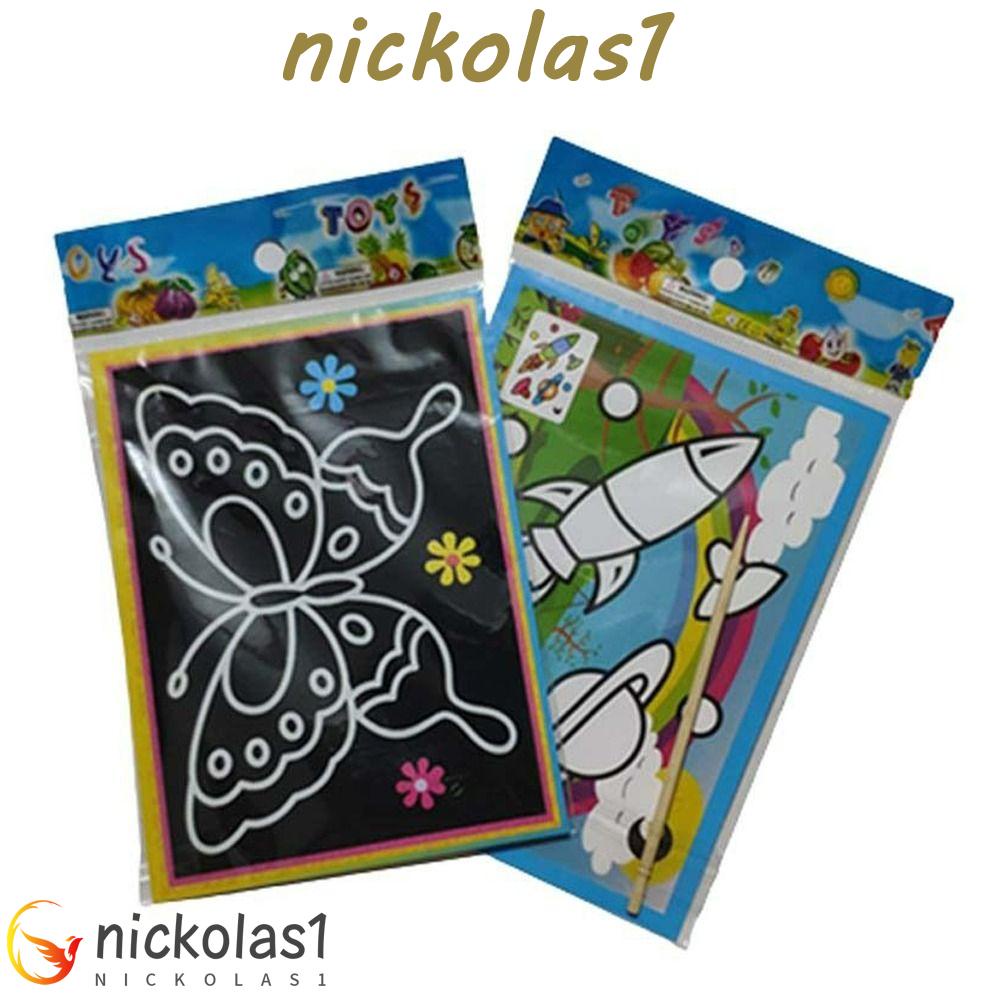 Nickolas1 10 Pcs Kertas Gores Berwarna DIY Mainan Hadiah Ulang Tahun Mainan Edukasi Mainan Anak Seni Anak Lukisan Belajar Mainan Papan Gambar