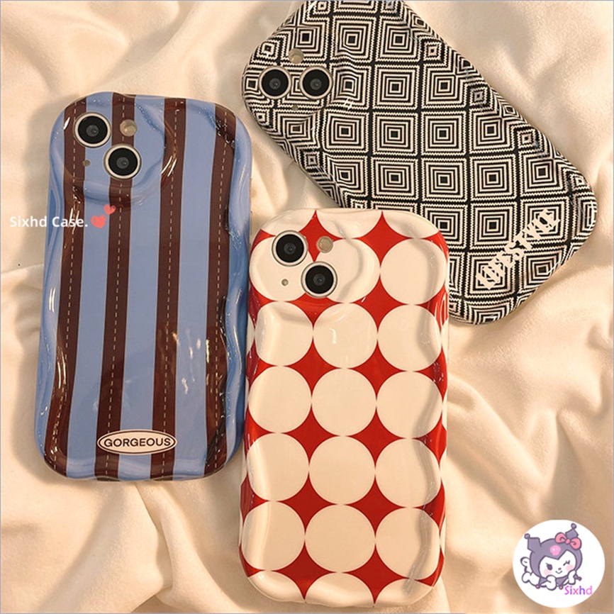 IPHONE Kompatibel Untuk Iphone14 13 12 11 Pro Max SE2020 X Xr Xs Max8 7 6 6s Plus Simple Ins Stripe 3D Tepi Melengkung Gelombang Glossy Shockproof Phone Case Soft Cover