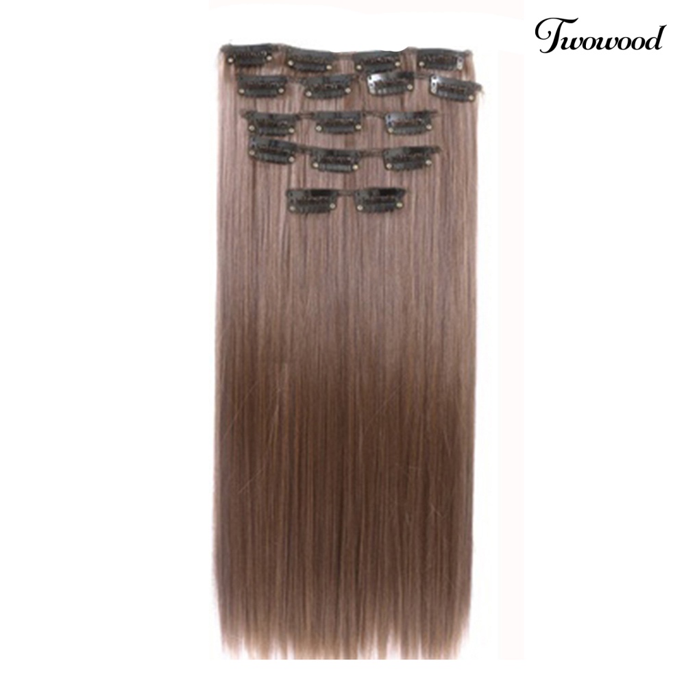 Twowood Fashion Lady 16jepit Sopak Wig Cosplay Panjang Keriting/Lurus Hair Extension