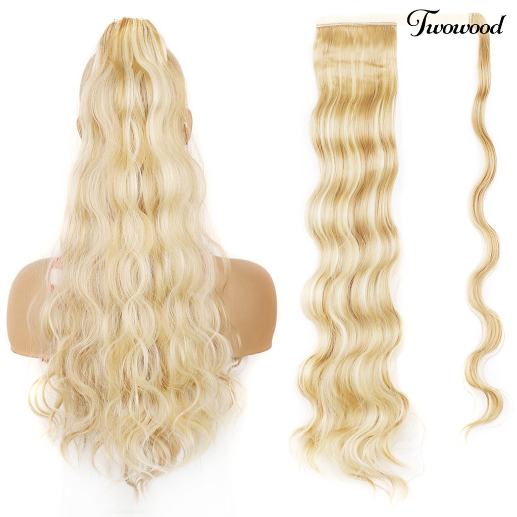 Twowood Wig Rambut Ponytail Bentuk Tahan Panas Non Simpul Curly Bungkus Palsu Ponytail Sopak Palsu Untuk Makeup