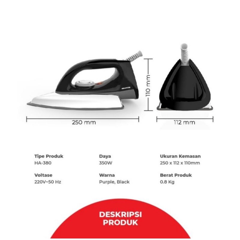 MASPION Setrika HA-380 Baru Batik Series Ceramic
