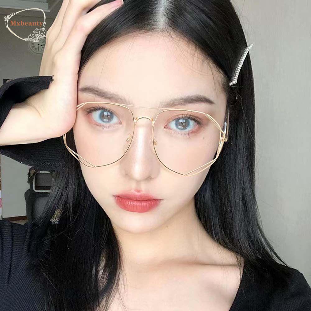 Mxbeauty Kacamata Anti Radiasi Fashion Warna Silver Kacamata Komputer Hollow Metal Gaya Korea Wanita Eyeglasses