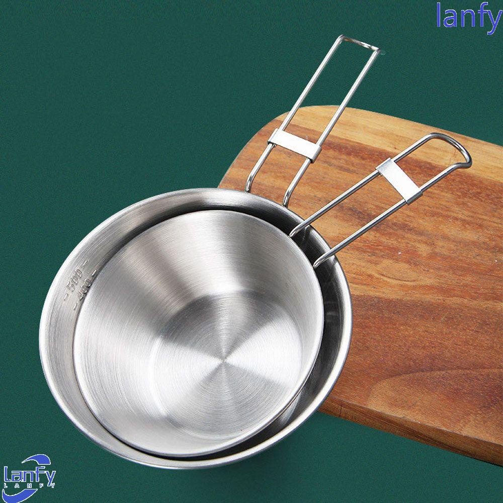 Lanfy Mangkuk Lipat Outdoor Portable Camping Untuk Perjalanan Alat Luar Ruangan Piknik Mangkuk Sup Stainless Steel Bowl