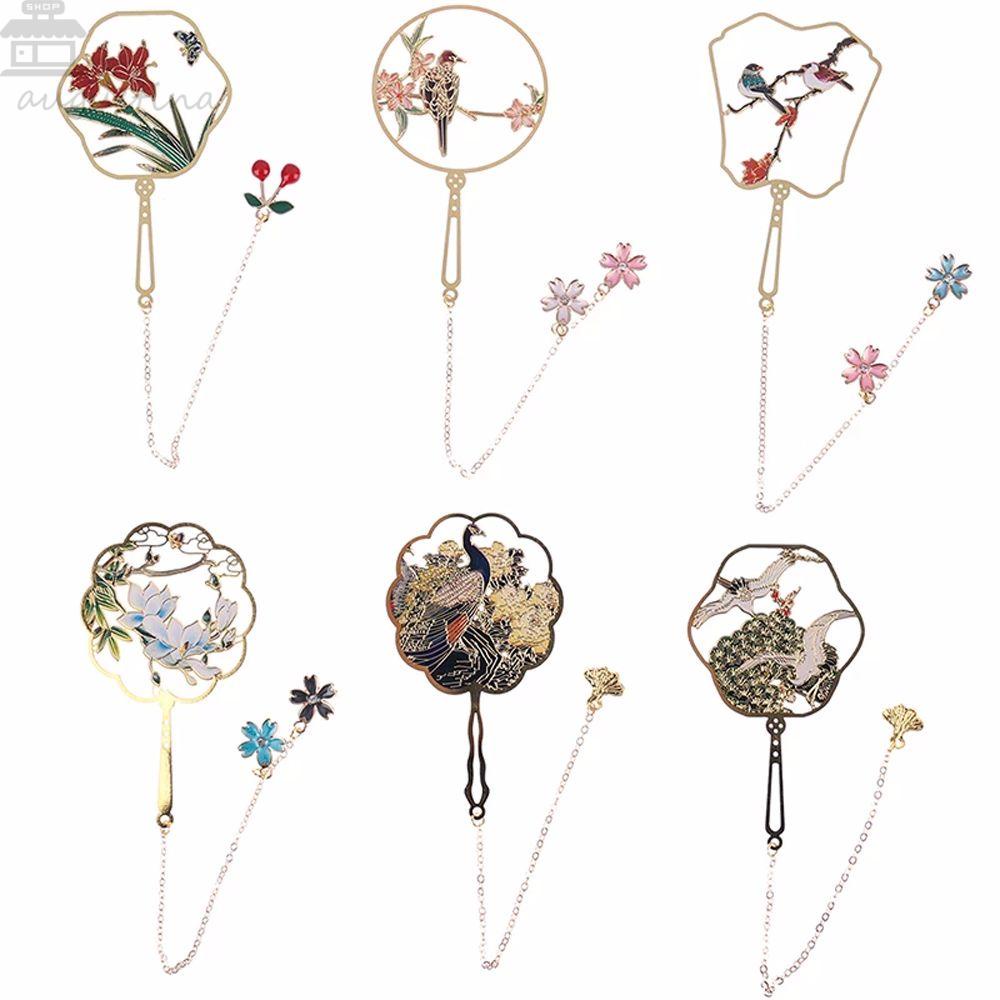 Agustina Bookmark Logam Alat Tulis Sekolah Fashion Guru Hadiah Buku Penopang Halaman Label Warna Kuningan Retro Bookmark