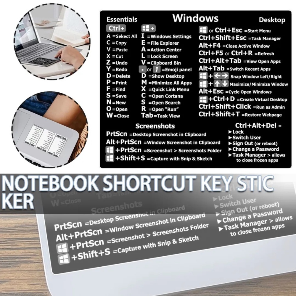 Windows PC Acuan Keyboard Shortcut Stiker Perekat Diri Shortcut Label Kunci Warna-Warni Panduan Keyboard Transparan Populer Komputer Shortcut Pencari Cepat Untuk PC Laptop Desktop