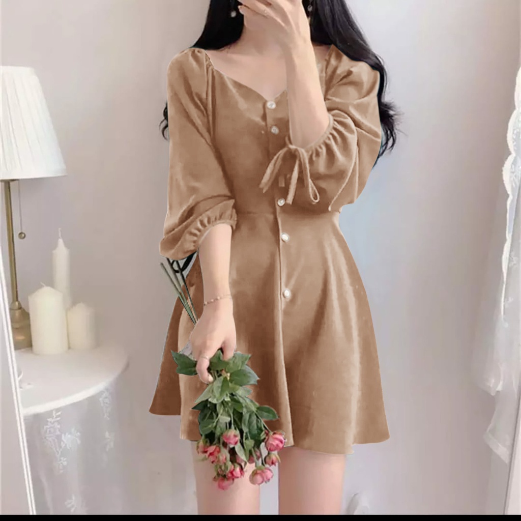 Gaun Wanita Korea PREMIUM QUALITY Dress Gwen Dress Wanita Korea Pendek Terbaru Atasan