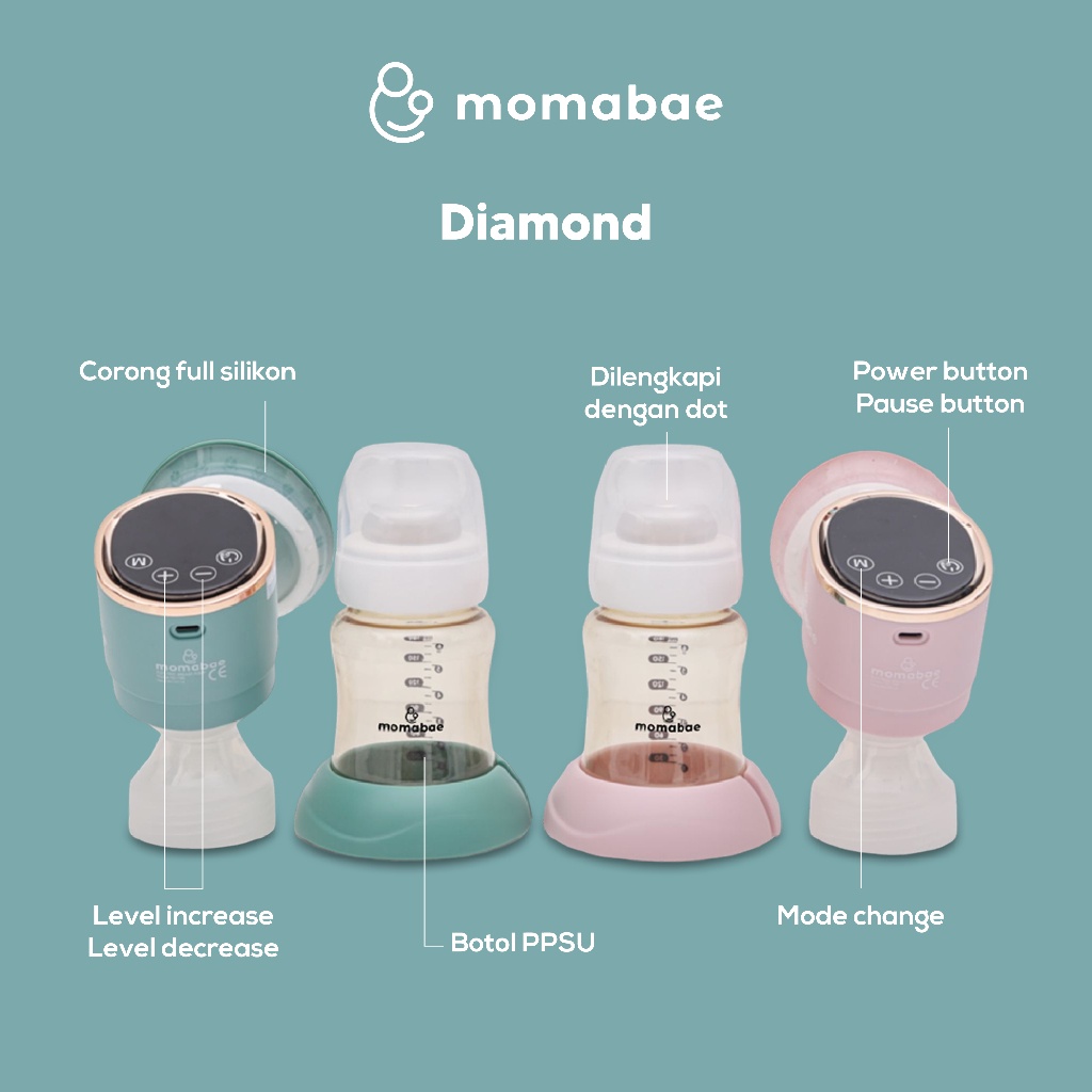 MOMABAE DIAMOND Pompa ASI Portable Elektrik / Breast Pump Electric / Pumping ASI Elektrik Portable