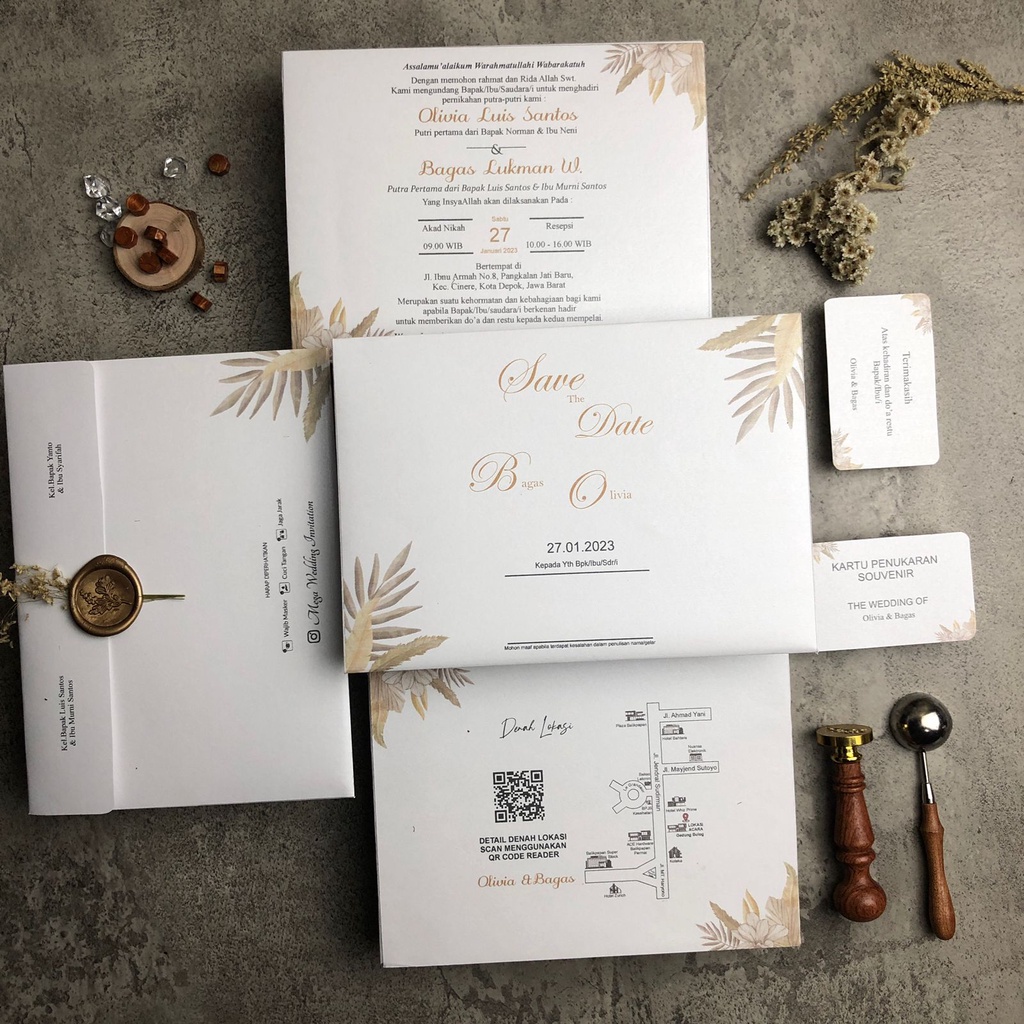 Undangan Pernikahan Hardcover Single Page Rustic Flower MW1