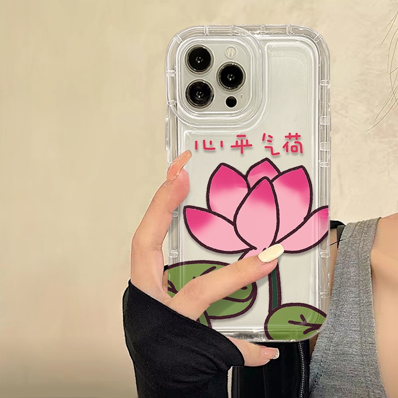 IPHONE Lotus Soft Phone Case Kompatibel Untuk Casing Iphone14 11 13 12 Pro XS Max X Xr7 +8 Plus Transparan TPU Silikon Shockproof Cover