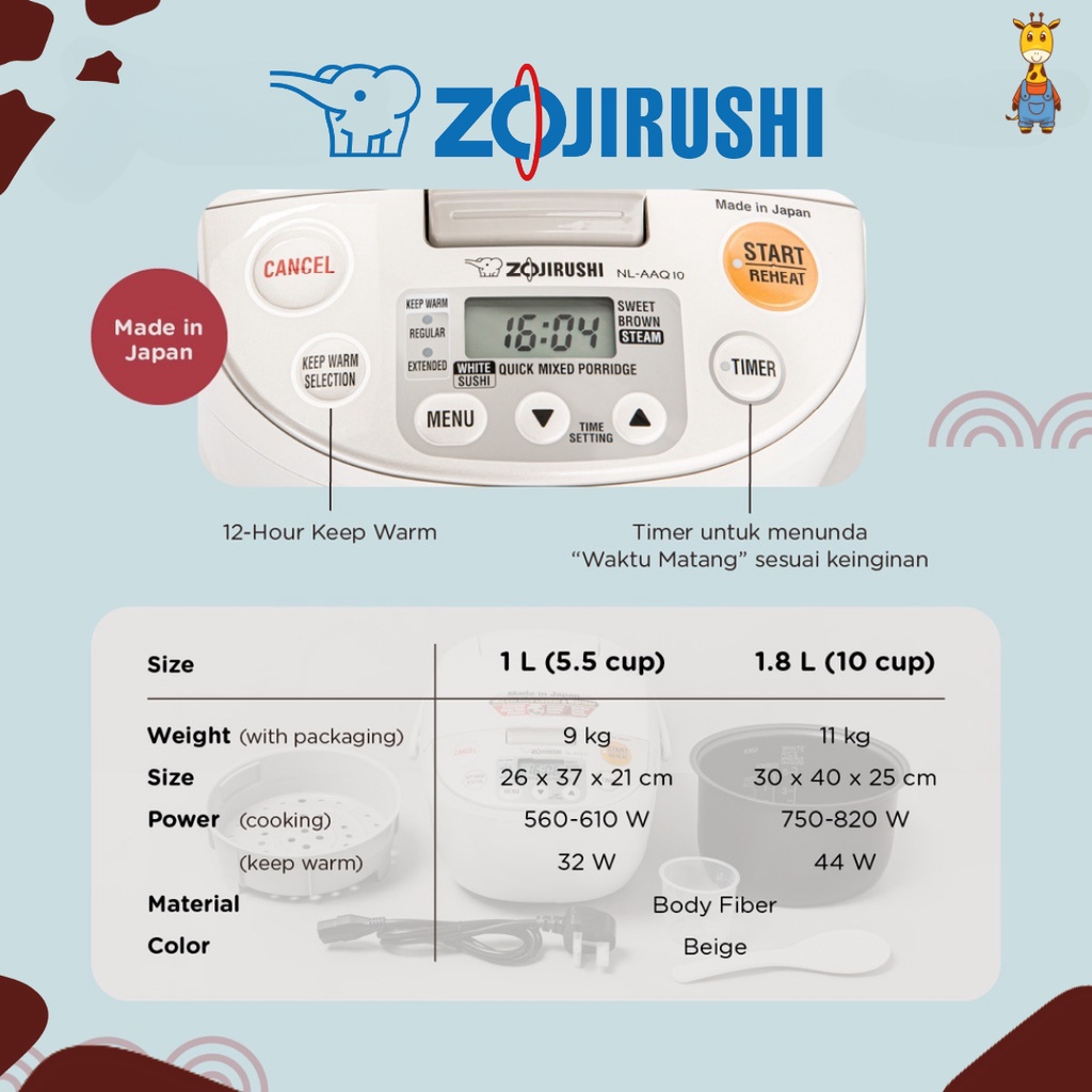 Zojirushi Rice Cooker NL-AAQ10 - Rice Cooker Digital Fuzzy Logic