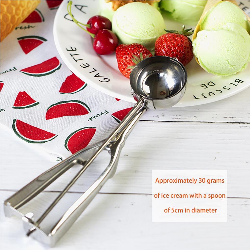 Sendok Es Krim Stainless Steel Semangka Melon Puding Jelly Scoop Gagang Panjang Cookie Scooper Aksesoris Dapur