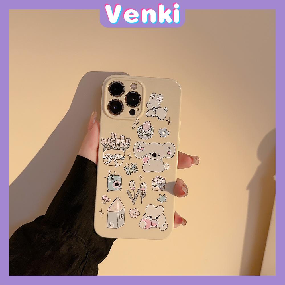 Venki - Untuk Iphone11 iPhone Case Cream Glossy Film TPU Lembut Shockproof Fase Penutup Perlindungan Cute Koala Park Kompatibel Dengan Iphone14 13 Pro max 12 Pro max xr xs max 7Plus 8Plus