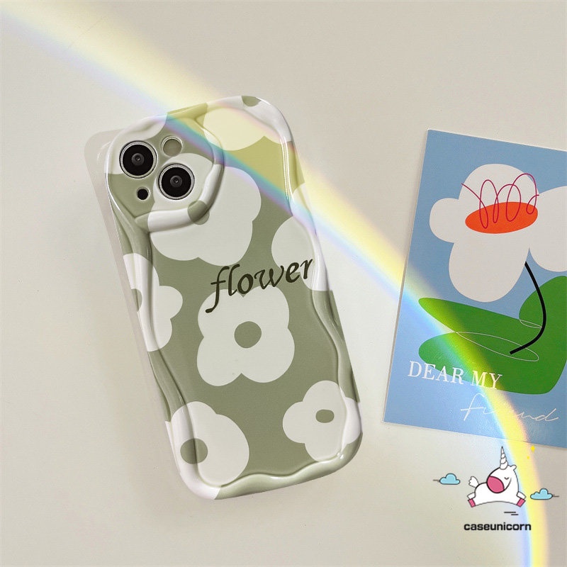 Casing Bunga Vintage Tepi Melengkung Bergelombang 3D Kompatibel Untuk iPhone XR 13 11 12 14 Pro Max 7Plus X7 8 6 6s Plus XS Max SE 2020art Lukisan Minyak Bunga Segar Shockproof Tpu Soft Cover