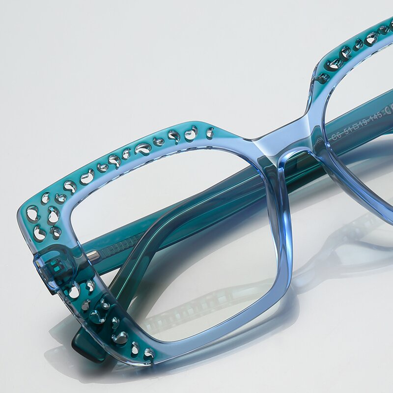 (YUZHU) Original Design Berongga Stereoskopik Kacamata Optik Mode Barat Oversized Frame TR Anti Blue Light Eyeglasses