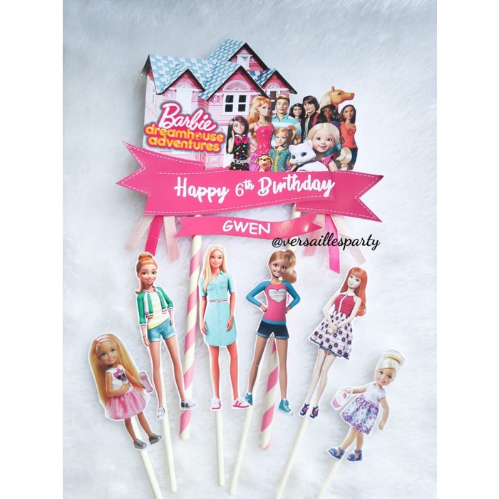 [TERLARIS] Bisa COD Cake Topper Barbie Dream House / Tusukan kue Barbie / Topper Barbie