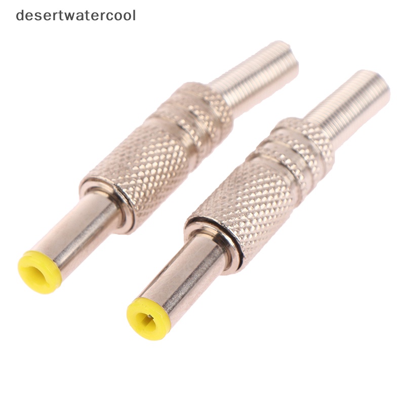 Deid 2Pcs 5.5x2.5mm DC Power Jack Male Plug Konektor Metal Adapter Dengan Kepala Kuning Martijn