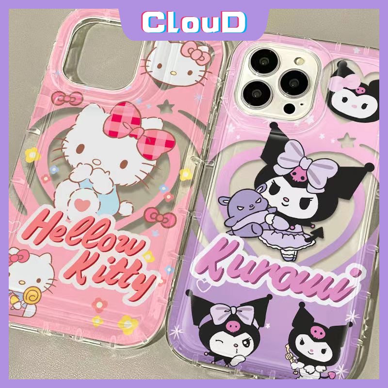 Kartun Kuromi Case Untuk Realme C35 C33 C30 C25 C12 C15 C25Y C25s C11 2020 5 9i 6i 5i 5s 7i C55 C21Y C20 C30S C1 C2 C11 2021 C17 C3 Lovely Hello Kitty Cute Love Heart Airbag Cover