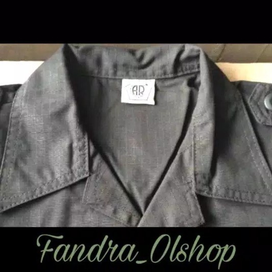 Baju Setelan PDL Hitam Brimob Merk AR bahan Rip / Drill. - M