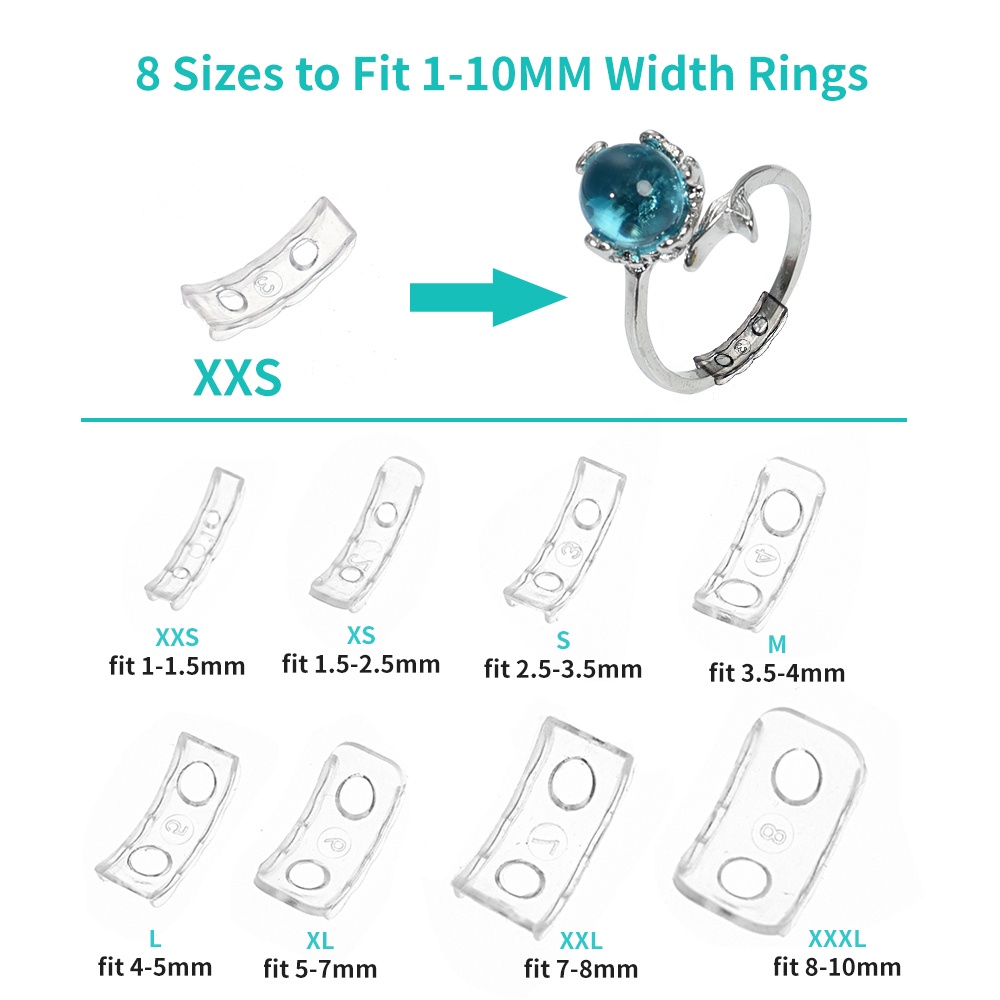 [HOT Sale] Ring Size Adjuster Silicone Jewelry Tools Adjuster Bening Cocok Segala Cincin Resizer Invisible 8ukuran Pengecil Ring Sizer Cincin Longgar