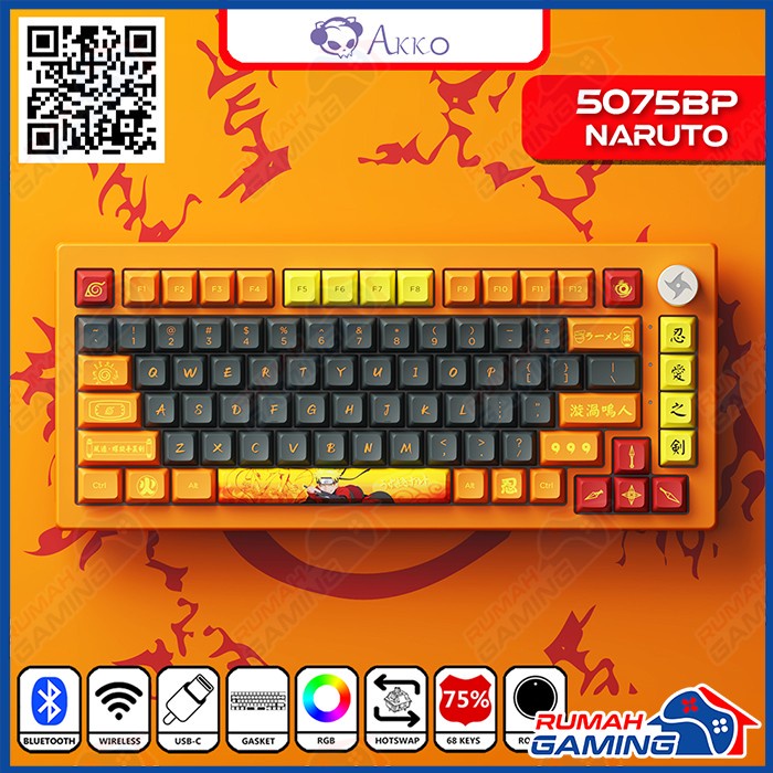 MECHANICAL KEYBOARD - AKKO 5075B PLUS - 3 MODE - 75% - NARUTO UZUMAKI