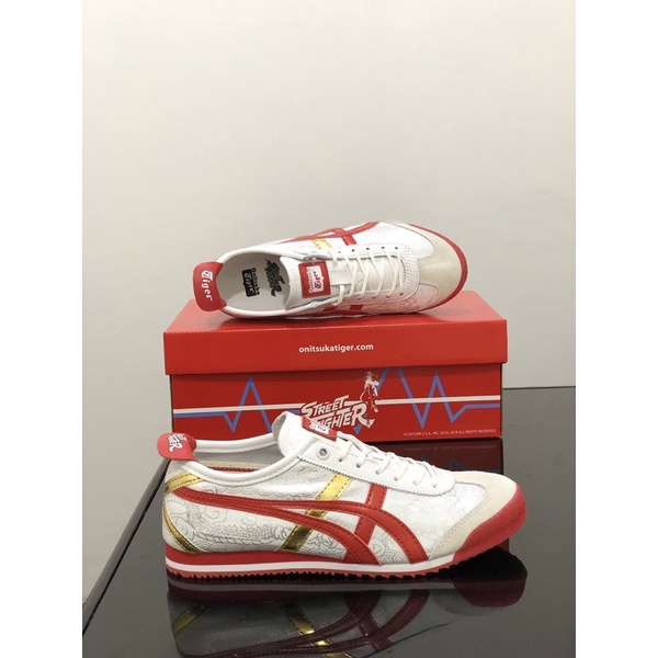 Sepatu Onitsuka Tiger Mexico 66 Street Fighter Chun Li White Red Free Paperbag