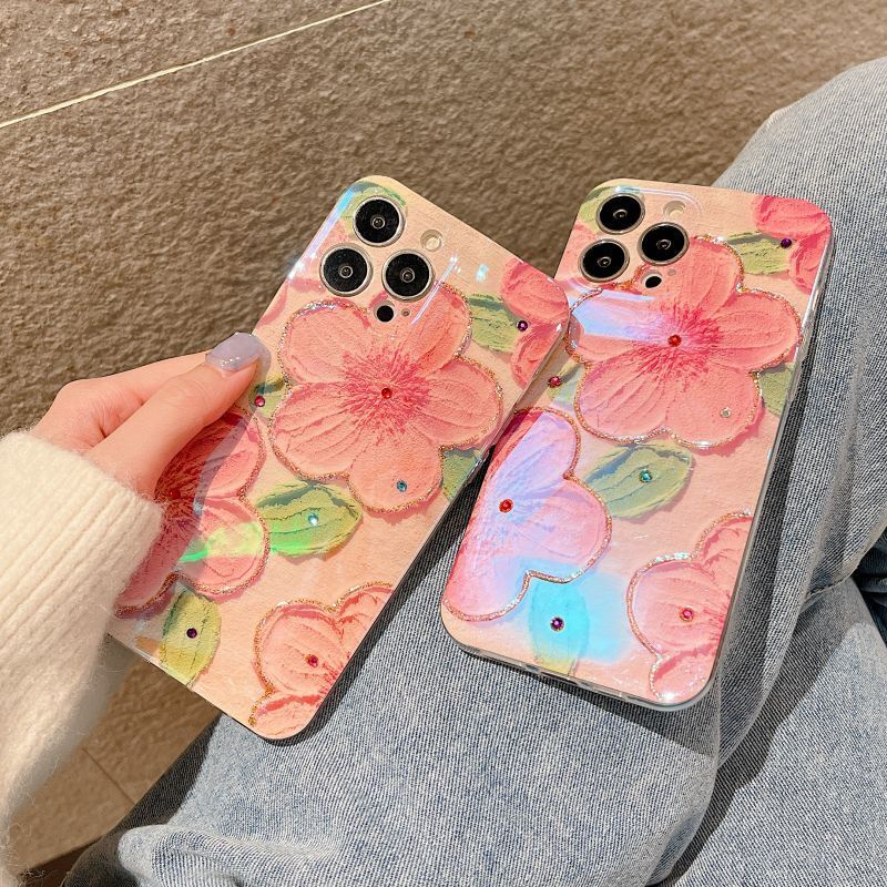 IPHONE Casing Ponsel Desain Bunga Biru Peach Blossom Single Kompatibel Dengan Iphone12 13 14 11 Pro Max X Xs Max Xr Ddcxd