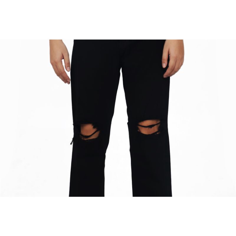 Weird Jeans - REGULER FIT Hitam Ripped - Celana Jeans Reguler Fit Ripped