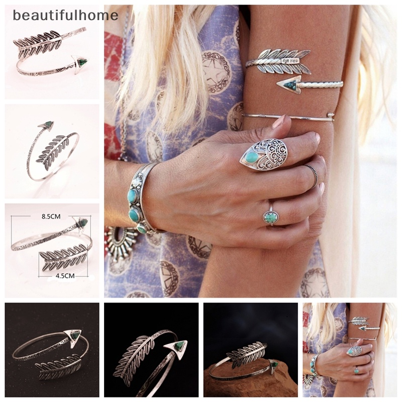 {beautifulhome} Vintage Bohemian Upper Arm Bracelet Arrow Open Bangle Armlet Arm Cuff Adjustable.